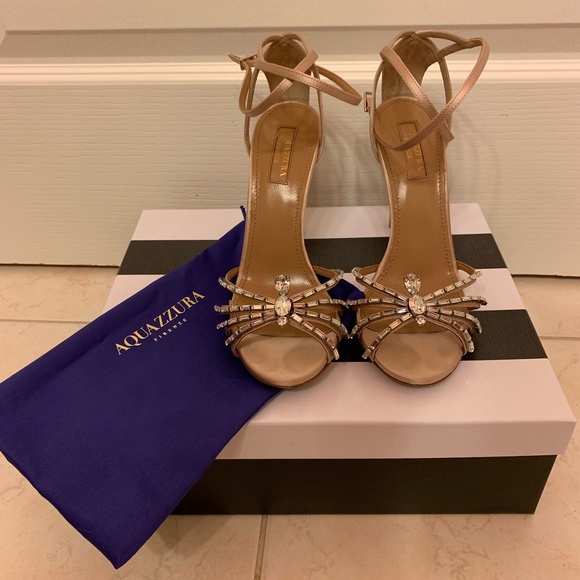 Aquazzura Shoes - Aquazzura Crystal Spider Sandal Heels Size 37.5